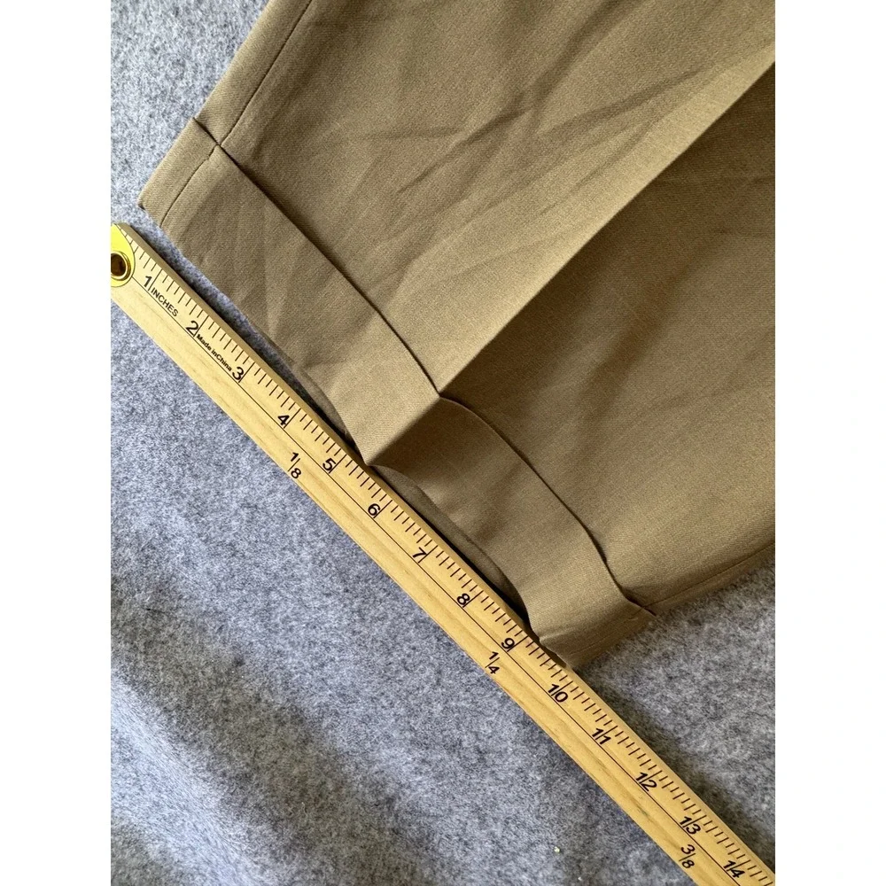 Van Heusen Studio Pleated Dress Pants 44/30 Khaki Brown Cuffed Professional
